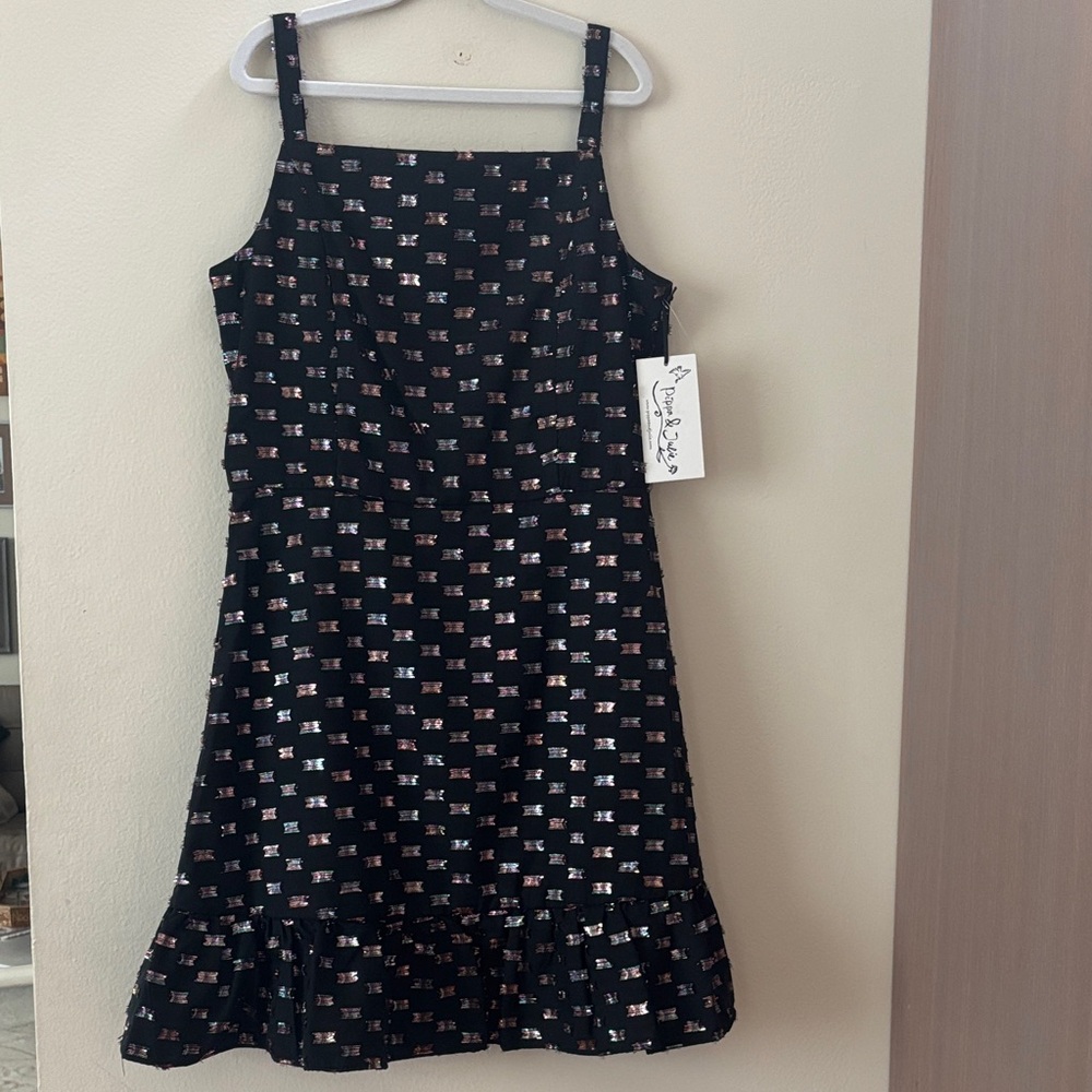 Pippa & Julie Black sparkles Patterned Dress 16 NWT